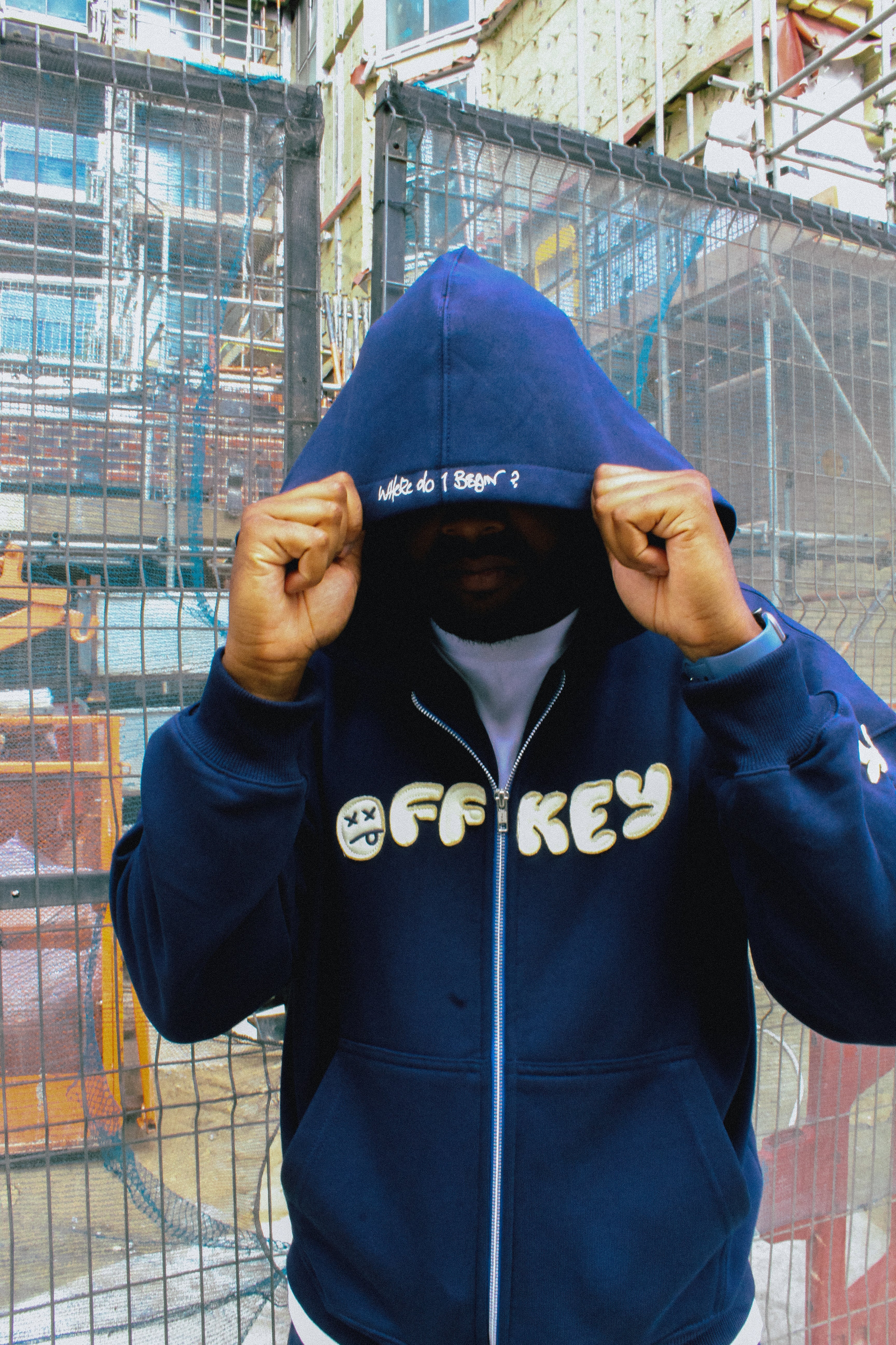EVERYDAY ‘WDIB’ NAVY BUBBLE LOGO ZIP UP HOODIE